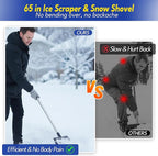 Ice Scraper for Driveway 65in Garden Flat Shovel Ice Chopper Heavy Duty Multi Weeding Shovel with 11in Spring Steel Blade Floor Scraper for Ice, Snow, Weed，Dirty, Moss, Driveway, Lawn Edging