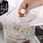 HALAFE Jewelry Box, 3-Layer Acrylic Jewelry Organizer with Cat Shape Handle, Clear Jewelry Boxes for Women Girls, Make up Org