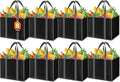 SpaceWhisper Reusable Grocery Bags with Long Handles [8 Pack] - Multipurpose Large Shopping Bags for Groceries, Foldable Grocery Totes Resist Water & Stains for Kitchen, Car Trunk, Picnic (Black)