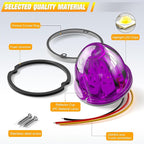 BJZ 2Pcs Purple Watermelon LED Strobe+Constant Marker Lights Dual Function Watermelon-shaped Side Marker Clearance Tail Top Cap Roof Lights for Trailer Truck Semi-trailer Heavy-duty Truck Bus Van