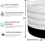 R RUNKA XXXLarge Cotton Rope Basket 22" X 22"X 14" Blanket Basket for Living Room Woven Basket Soft Baby Laundry Blanket Bask