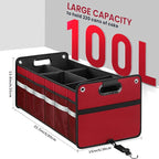 Car Trunk Organizer, Car Storage Organizer, Collapsible Multi Compartment for Car, Suv, Sedan, Truck, 100L, Extra Larger