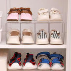 Clear Acrylic Kids Shoe Rack for Closet Organizers and Storage | 4 Pack Small Shoe Rack 4 Sections Toddler Baby Shoe Storage 