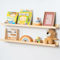 Picture Ledge Shelf for Wall, 36 inch Solid Ash Wood Nursery Book Shelves 2 Packs, Floating Shelves for Kids' Room Bedroom Ba