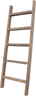 BARNWOODUSA Rustic Decorative Ladder - 100% Upcycled Wood (60" x 18" x 1.5", Weathered Gray)