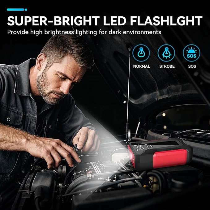 Jump Starter with Air Compressor,4000A Portable Car Battery Jump Starter (10L Gas/8.5L Diesel), 12V Battery Charger