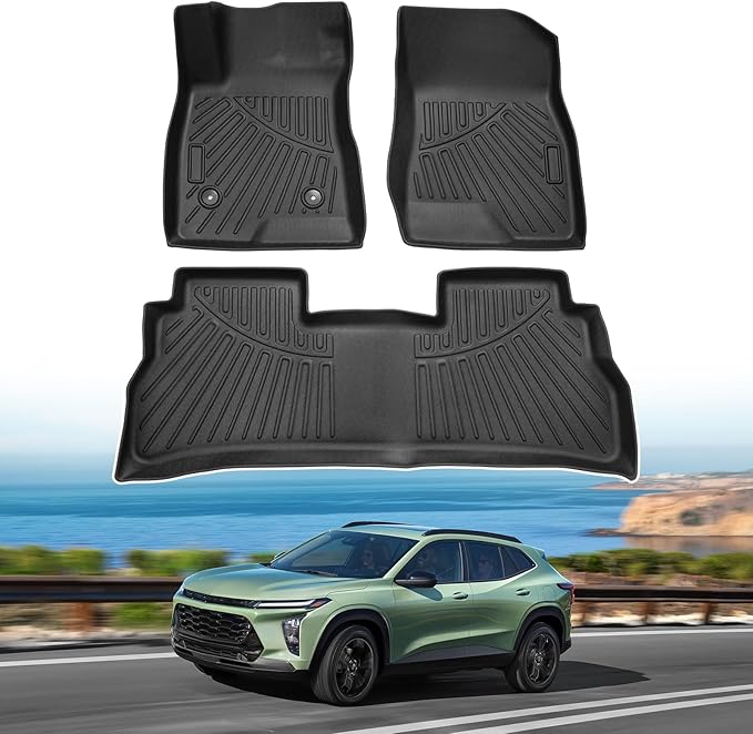 Powerty Floor Mats for 2024 2025 2026 Chevrolet/Chevy Trax Accessories All Weather Floor Liner 3D TPE 1st & 2nd Row Floor Mat Heavy-Duty Floor Liners