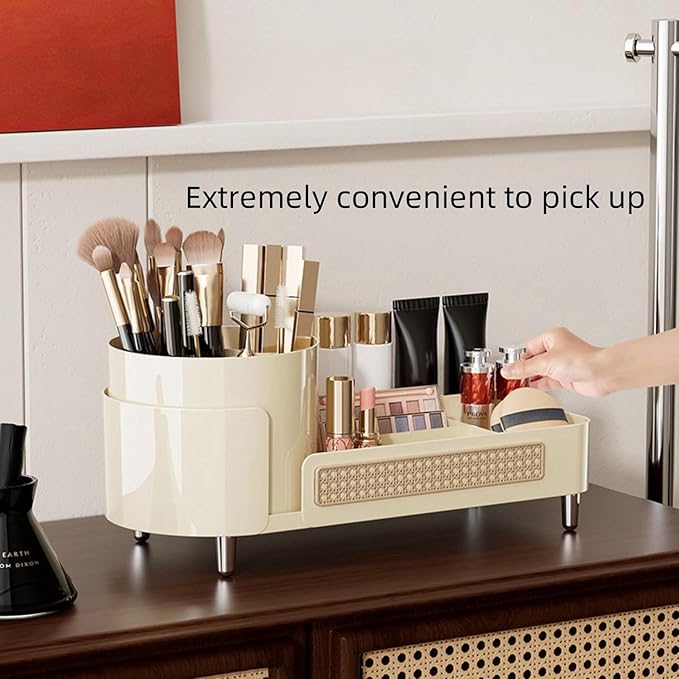 Booklov Roating Makeup Caddy Organizer for Vanity, Large Capacity Cosmetic Display Case, Clear Acrylic Countertop Beauty Stor