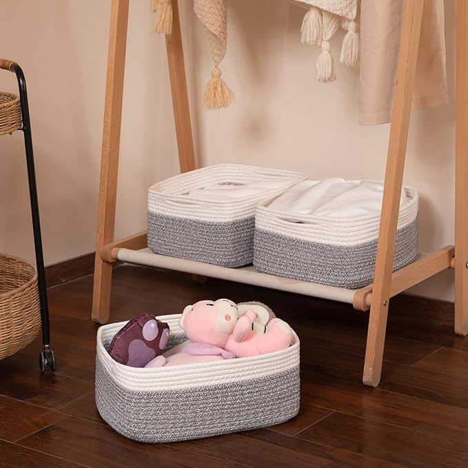 OIASKET Storage Baskets for Organizing 3 Pack, Woven Baskets for Shelves, Closet Organizer Bins Empty Gift Basket Toy Storage