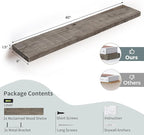 Floating Shelves Reclaimed Barnwood, 8" Deep Solid Wood Floating Shelf Wall Hanging Shelves with Invisible Heavy-Duty Metal B