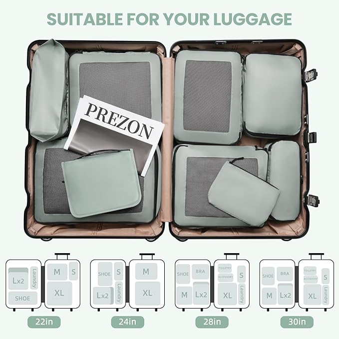 Mesh Packing Cubes for Travel, Durable Luggage Organizer with Sturdy Material and Double Zippers, Comprehensive Set for Trave
