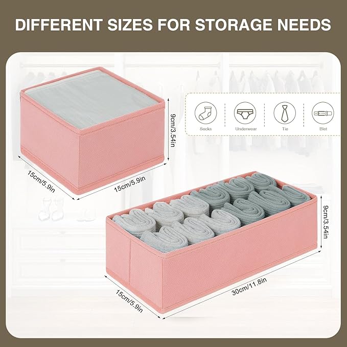 DIMJ Drawer Organizers for Clothing, Set of 8 Dresser Drawer Organizers, Fabric Closet Organizers and Storage, Drawer Divider