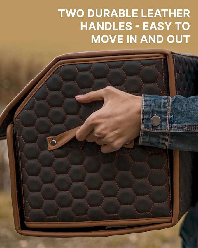 Owleys Foldable Trunk Organizer for Car Storage - Collapsible Auto Trunk Organizer With Lid - Trunk Organization (21.6 inch,