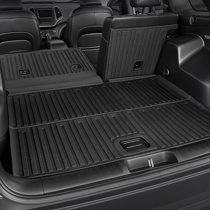 Floor Mats for Jeep Cherokee 2019-2023, All Weather Floor Mats Trunk Cargo Liner with Backrest Protectors and Door Sill Guards Accessories, Full Coverage Set