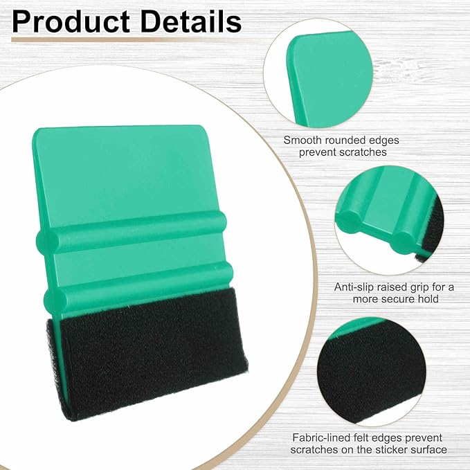 HARFINGTON 10pcs Car Vinyl Scraper 4inch Vinyl Squeegee Felt Edge Squeegee Tool for Car Window Tint Wallpaper Decal Sticker Installation Crafts Car Wrap Paste, Cyan