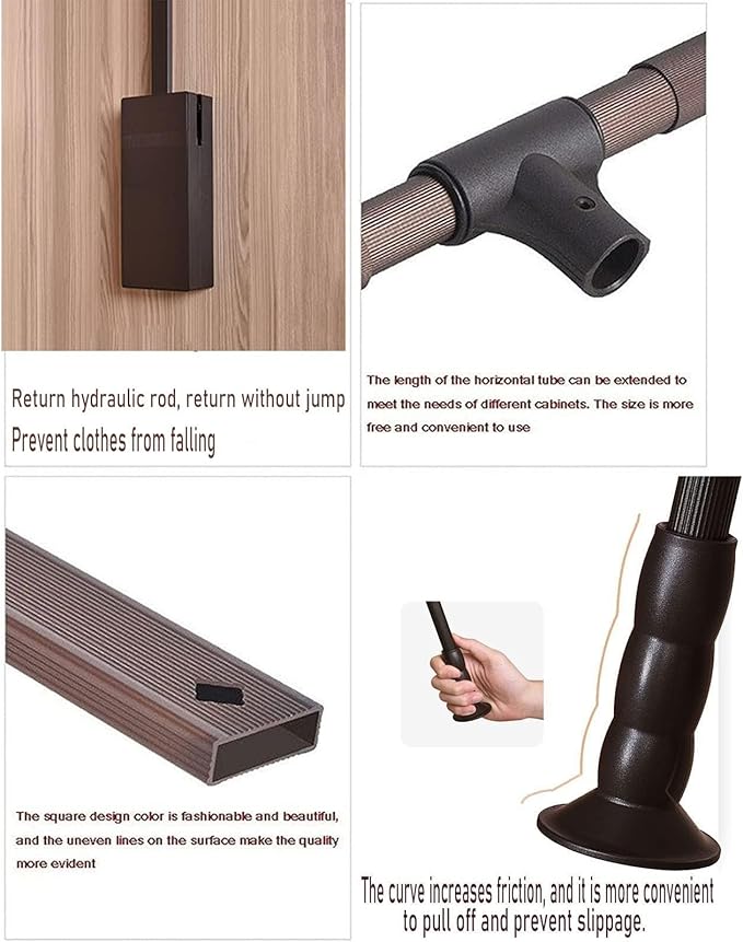 Sliding Wardrobe Closet Rod - Pull Down Hanging Rail For Wardrobe, Adjustable Hanging Lift Clothes Rails, Extendable Clothes 