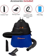 Koblenz WD-353L Portable Wet-Dry Vacuum Cleaner, 3 Gallon Tank, 2.0 HP Vacuum Cleaner with Several Accessories, 5 Year Warran