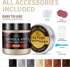 Leather Recoloring Balm with 100ml Mink Oil, Beige Leather Repair Kit and Scratch Remover for Furniture, Car Seats, Sofas, Dy