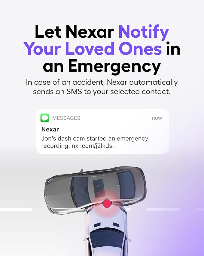Nexar Beam GPS Dash Cam - 1 Year Nexar App Subscription Included - Unlimited Cloud Storage, Drive Recordings, Parking Mode, N