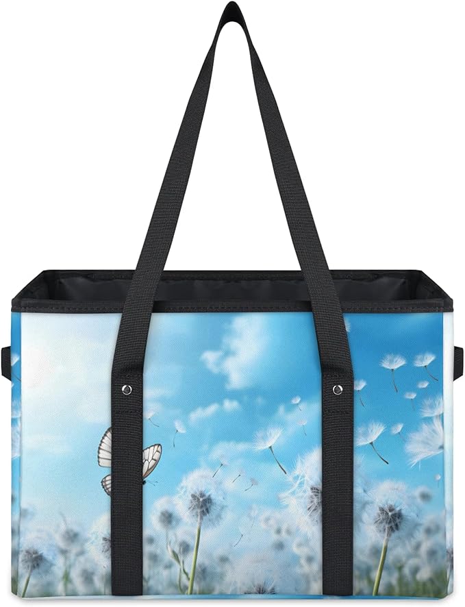 Reusable Grocery Bags Heavy Duty Shopping Bags Foldable Large Tote Bags with Long Handles & Hard Bottom