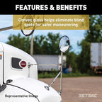 RETRAC 610673 8-Inch Stainless Steel Center-Mount Convex Mirror Head with J-Bracket, Universal Driver or Passenger Side