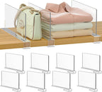 Purse Organizer for Closet Shelf Dividers: 6-inch Tall (Shorter Version) Adjustable Clear Acrylic Bag Storage Organizer for H