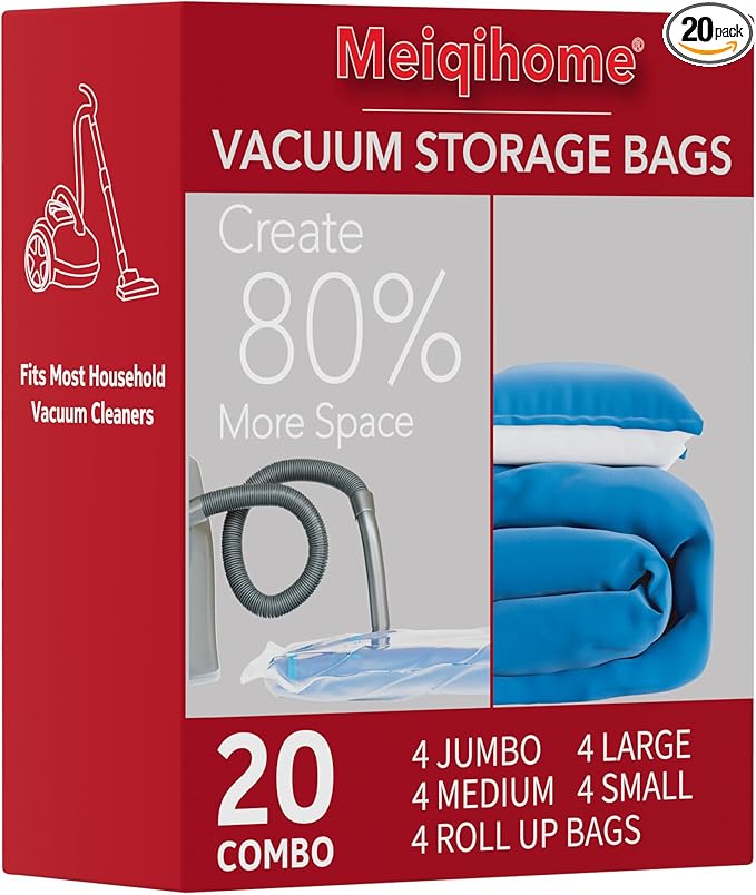 MEIQIHOME Vacuum Storage Bags, Space Saver Sealer Bags,Vacuum seal bags for clothing, Pillows, Comforters, Blankets, Bedding,