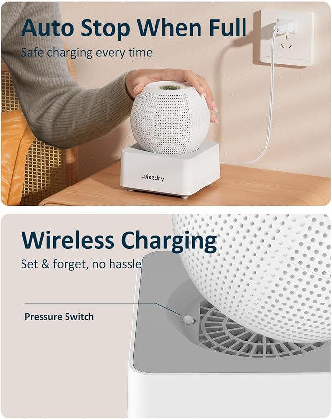Wisedry 2 Hours Fast Rechargeable Mini Dehumidifier - Wireless Gun Safe Dehumidifier, Auto-Shutoff, Indicator Function (2