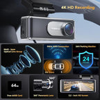 Dash Cam Front and Rear - 4K HD Dual Dash Camera for Cars, Built-in 5G WiFi GPS, 64GB Card, Dashcam with 3.2" IPS Screen, UHD