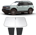 3PCS Car Window Shades Front Windshield Sun Shade Foldable Window Shade Custom Fit for Fo-rd Bronco Sport 2021-2024 Accessories Car Shades for Front Windows Anti-UV Rays Block Heat