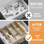 Bamboo Drawer Dividers,17-22" Adjustable Kitchen Drawer Organizer for Clothes,4 Pack Expandable Drawer Organization Separator