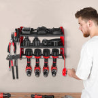 VEVOR Power Tool Organizer Wall Mount, 3-Layer Storage Rack with 4 Drill Holders, Tools Holder and Storage Rack with Side Peg