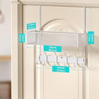 LUCYCAZ Over The Door Hooks Organizer, Door Hanger Storage with Coat Hooks Wreath Hanger & Mesh Basket, Over The Door Towel R