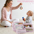 YOPCDJ 5PCS Diaper Bag Organizer Pouch Set,TSA Approved Toiletry Bag, Waterproof TPU Makeup Bag Set, Travel Organizer Bags fo