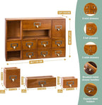 12-Drawer Apothecary Cabinet - Index Card Organizer - Vintage Chest of Drawers - Mahogany Wooden Organizer - Office Desktop D
