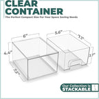 Sorbus Acrylic Storage Containers - 4 Pack, Stackable Storage Bins Set for Bathroom Organization - Clear Acrylic Drawer Organ