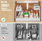 1 Pack Expandable Under Sink Organizers Storage With Upgrade Ball-Bearing Slide Tracks,2-Tier Pull Out Under Cabinet Organize