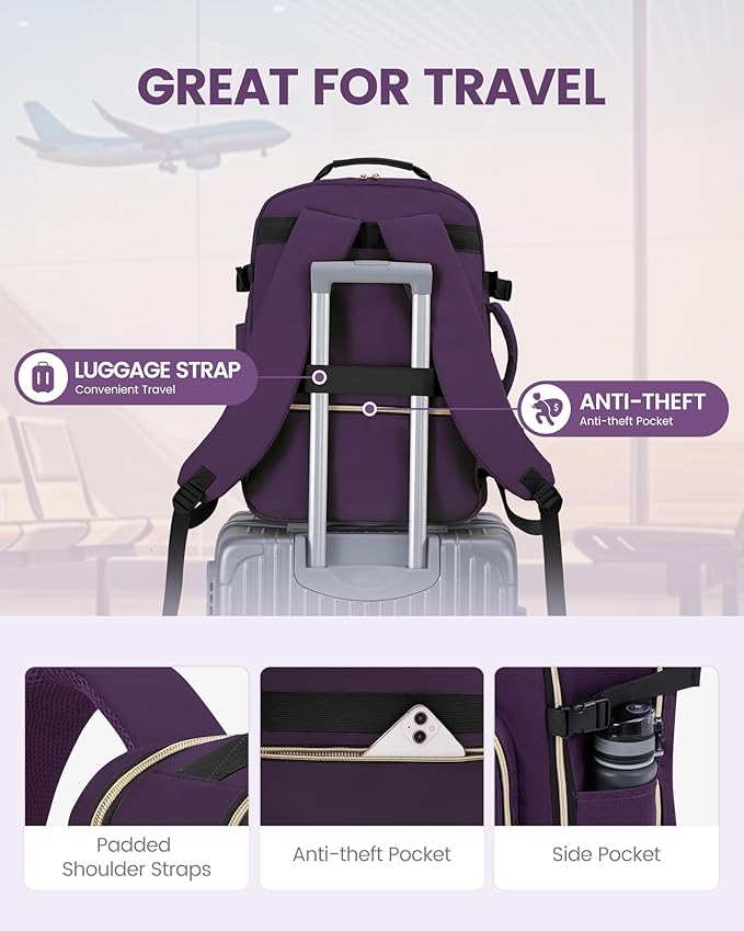 LOVEVOOK Travel Backpack for Women & Men 40L,Airline Approved Carry On Backpack Travel Essentials,TSA Carry on Luggage,Waterp