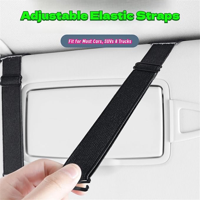 Car Visor Organizer, Multi-Pocket Sunvisor Storage with Sunglass Holder, Document Holder and Visor Card Clip, Fit for AUTO SUV & Truck, Leather Car Accessories Interior (Grey)