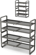 SNTD Shoe Rack - Expandable Shoe Organizer for Closet, Adjustable Metal Shoe Shelf Storage, Stackable Long Shoe Stand Holder 