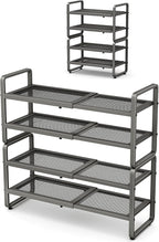 SNTD Shoe Rack - Expandable Shoe Organizer for Closet, Adjustable Metal Shoe Shelf Storage, Stackable Long Shoe Stand Holder 