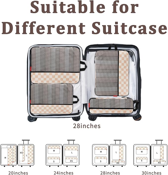 U+U 4 Set Compression Packing Cubes - Ultralight Travel Organizers, Space-Saving Suitcase Organizer, Expandable Packing Cubes