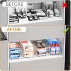 Yieach 4 Pack Large Stackable Storage Drawers,11″Deep Under Cabinet Organizer,Baby Bottle Organizer,Clear Stacking Pull Out D