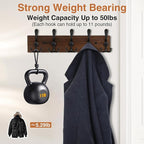 Wooden Coat Rack Wall Mount Heavy Duty, 2 Pack Coat Hanger Wall Mount with 5 Triple Hooks for Clothes, Jacket, Hat, Keys, Spa
