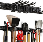 NattyDot Garage Tool Organizer Wall Mount 49.5inch with 9 Hooks Ski Rack for Garden Shovel Holder Garage Wall Organizer Wall 