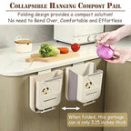 Hanging Trash Can for Kitchen Cabinet Door, 2.64 Gallon Hanging Trash Can with Space-Saving Design, Collapsible Waste Bin for Kitchen,Cabinet Door, Bathroom, RV, Car & Camping (Grey, 10L)