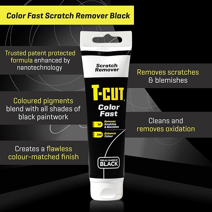 T-Cut Color Fast Scratch Remover Black 5.3 oz – Restores & Repairs Scratches on Black Car Paint, Removes Oxidation & Enhances Shine