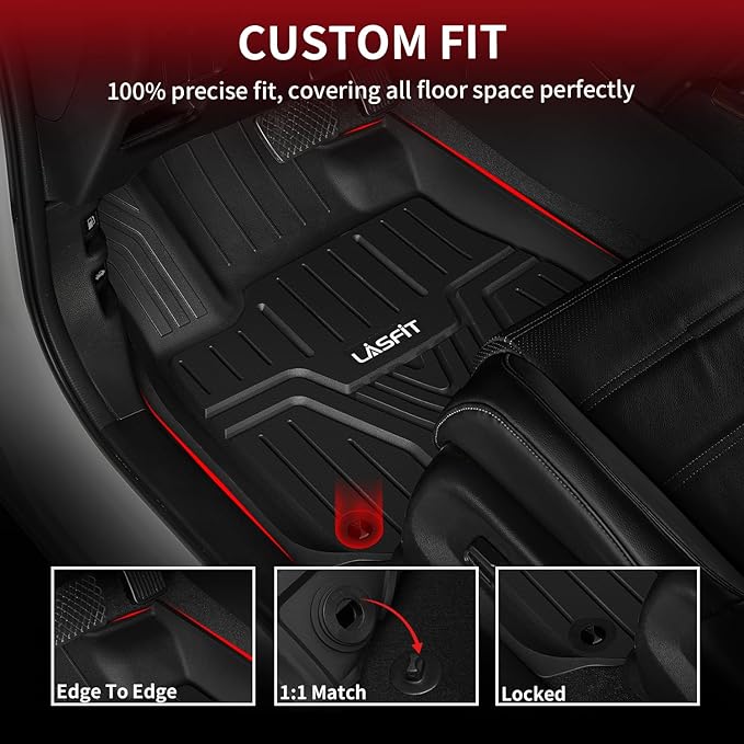 LASFIT Floor Mats for Honda CR-V CRV 2022 2021 2020 2019 2018 2017 (Gasoline & Hybrid), All Weather Custom Fit TPE Floor Liners, 1st & 2nd Row, Black (EX/EX-L/LX/Touring/Sport/Special Edition)