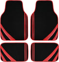 CAR PASS Red Edge Leather Car Floor Mats, Universal Waterproof Car Mats with Double Stitch Line and Anti-Slip Backing Design,