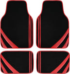 CAR PASS Red Edge Leather Car Floor Mats, Universal Waterproof Car Mats with Double Stitch Line and Anti-Slip Backing Design,